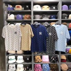 全面プリントトレンディなブランドMLB半袖2025春夏新作老眼シリーズ刺繍カジュアル多用途男女カップルTシャツバッチ