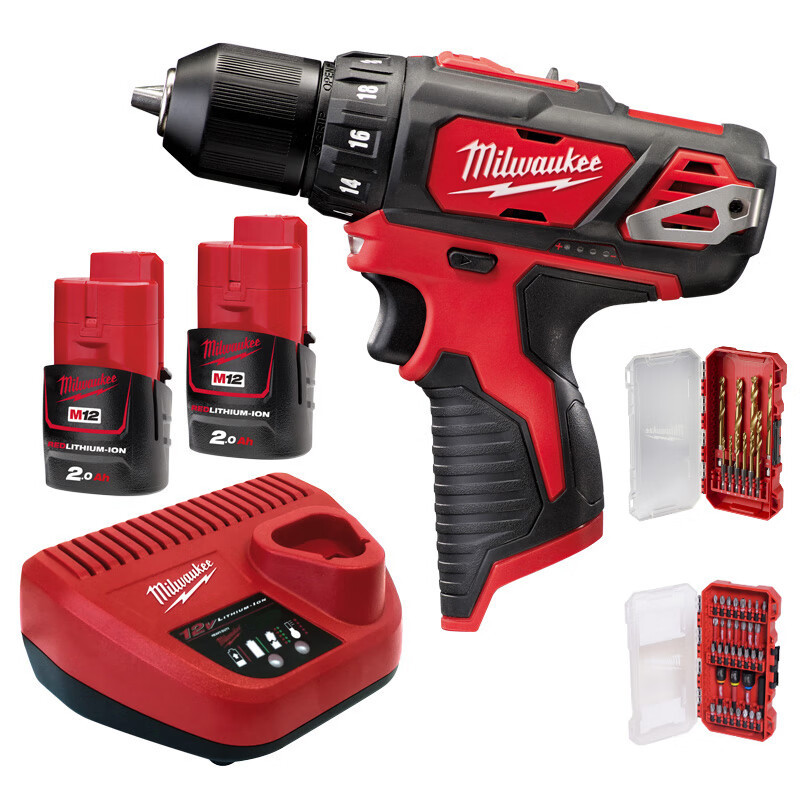 Miwocci M12 BDD-202C-AS M12 Taladro/destornillador eléctrico recargable de 10mm (dos eléctricos y uno