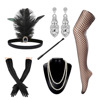 1920s Flapper Girl Dress Halloween Costume Gloves Smoking Ring Neck Link with Five -piece Five -Piece