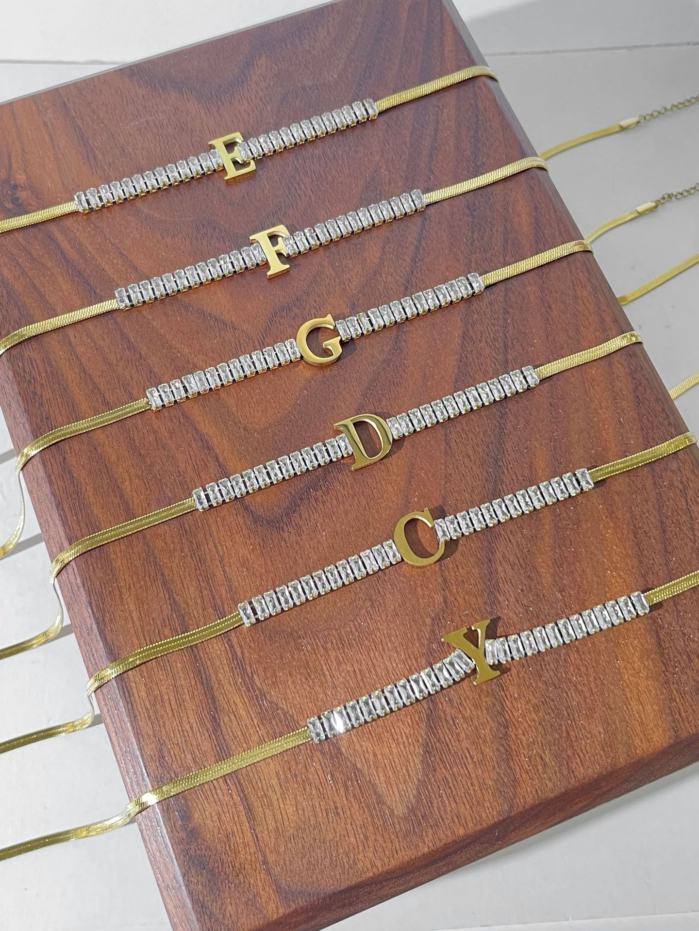 12g Weight 304 Stainless Steel 18K Gold Plated Simple Style Plating Letter Zircon Necklace