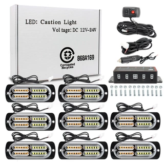 一拖八汽车中网爆闪警示灯频闪侧边灯8*24led高亮格栅灯12-24v