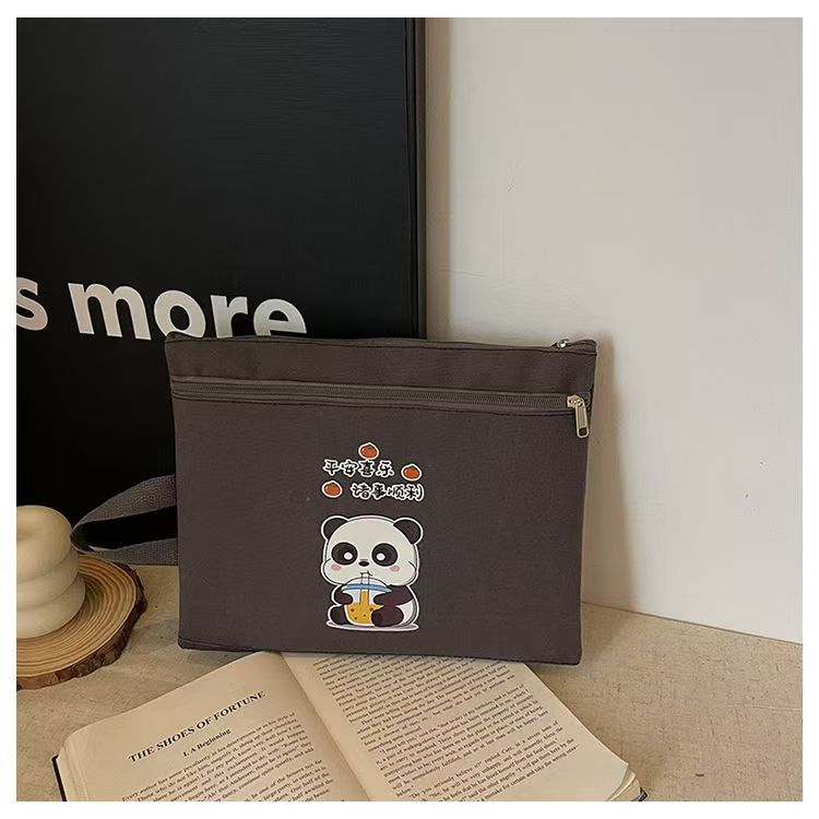 Bolsa de archivo portátil con cremallera de lona de gran capacidad A4, información de la bolsa de matrícula, bolsa para libros, multicapa y doble capa para estudiantes