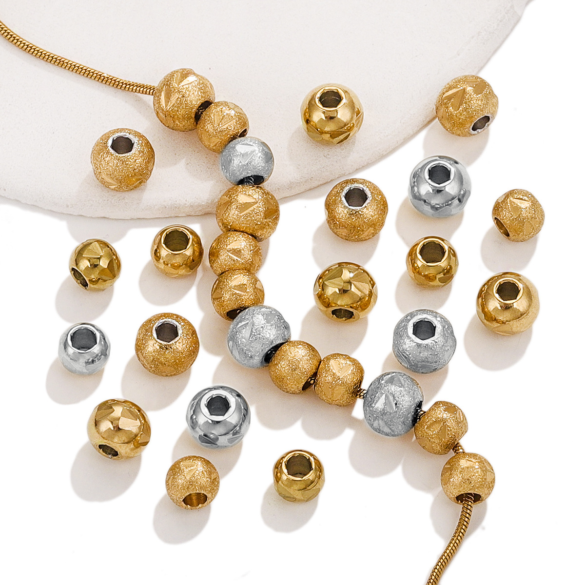 10g Weight Beads Jewelry Making Type Diameter 5mm, Diameter 6 mm Jewelry Making Size Gold Plated Plating Material 20 PCS/Package Diameter 5mm Diameter 6 Mm 304 Stainless Steel Gold Plated Solid Color DIY Jewelry Accessories Beads
