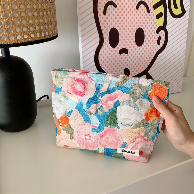 3432 artístico fresco floral bolsa de cosméticos de algodón japonés embrague Portátil Bolsa de almacenamiento bolsa de lápiz labial