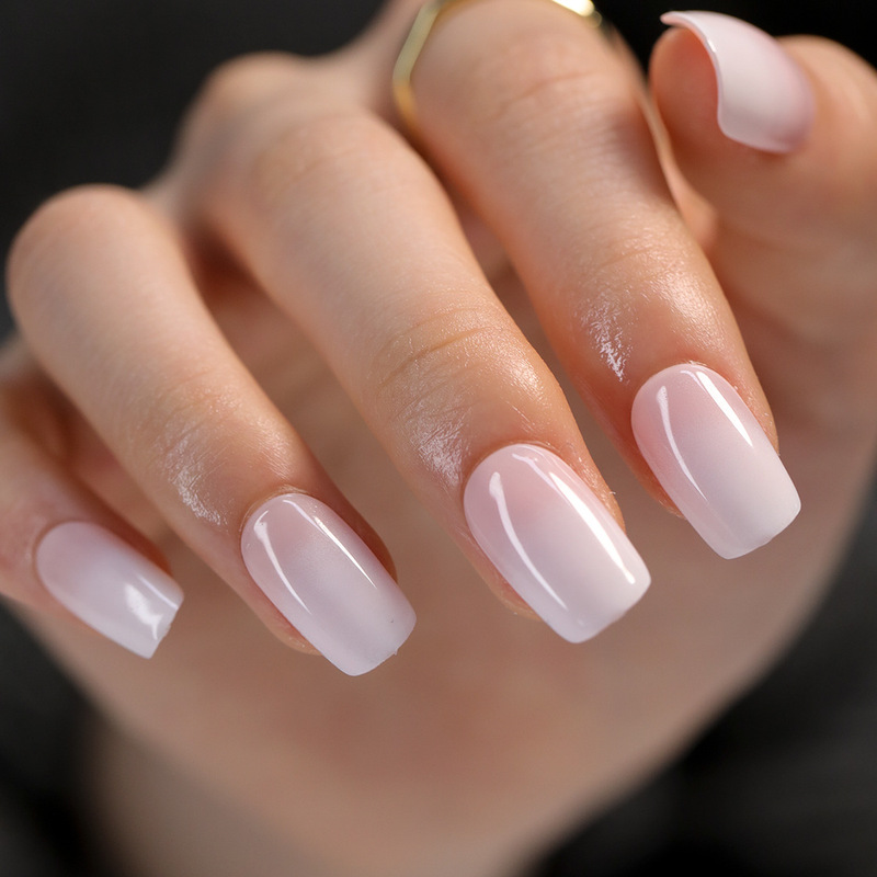 Simple Gradient Pink White Nail Armor Short Ballet Cross-border Foreign Trade Fake Nail Winter Hot-selling Nail Pieces Customization Simple Gradient Pink White Nail Armor Short Ballet Cross-border Foreign Trade Fake Nail Winter Hot-selling Nail Pieces Customization