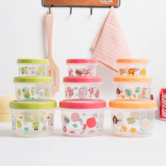 圓形微波爐保鮮盒升便當盒出口便攜卡通兒童飯盒小學生裝水果盒
