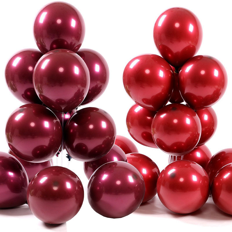 10-inch Thick Cherry Chanel Ruby Double Garnet Red Balloon Wedding Room Decoration & Marriage Celebration Supplies