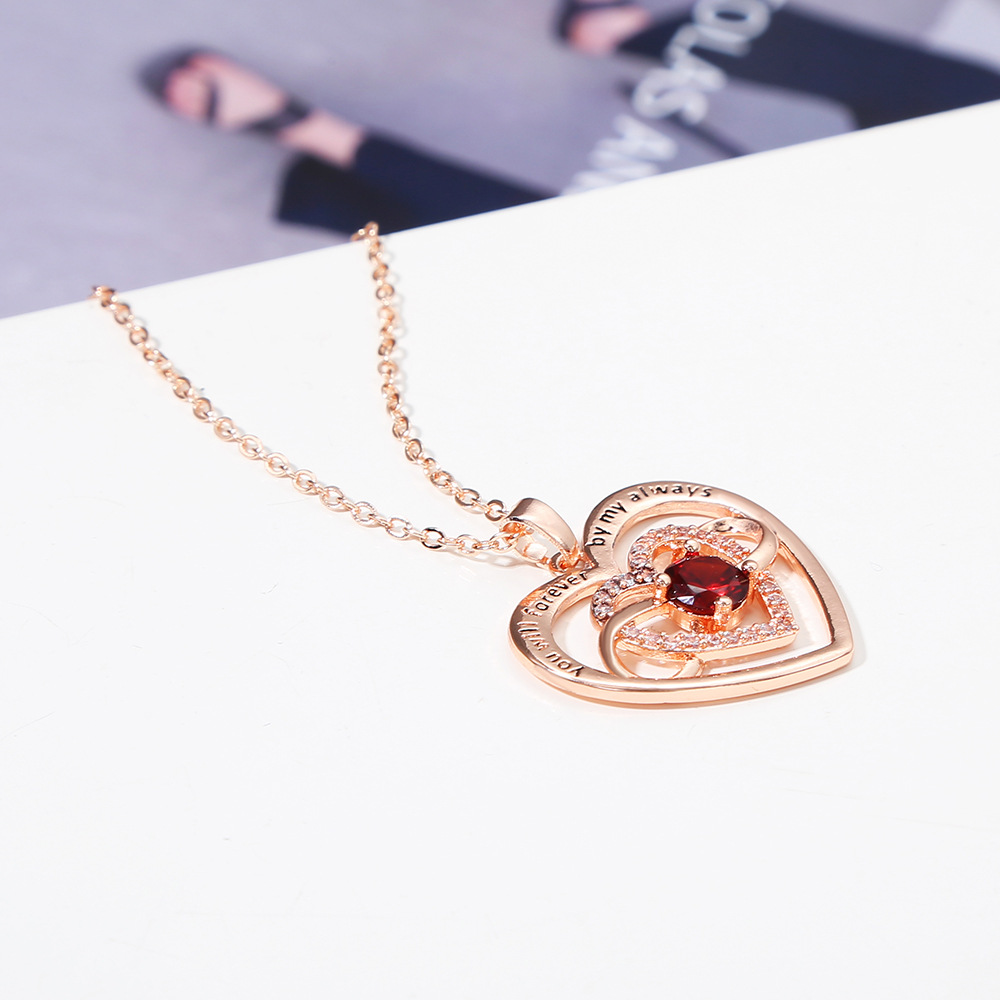 Simple Style Heart Shape Copper Metal Rhinestones Necklace 1 Piece