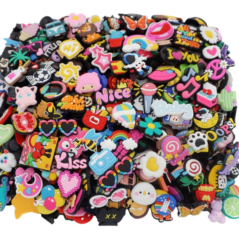 30/50/100pcs трансграничные горячие продажи дыры обувь diy смешанный цветок аксессуары тапочки туфли пряжка обувь цветок мультфильм