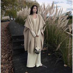 赫本双面呢感大衣女2025年新款风衣斗篷毛呢外套秋冬长款