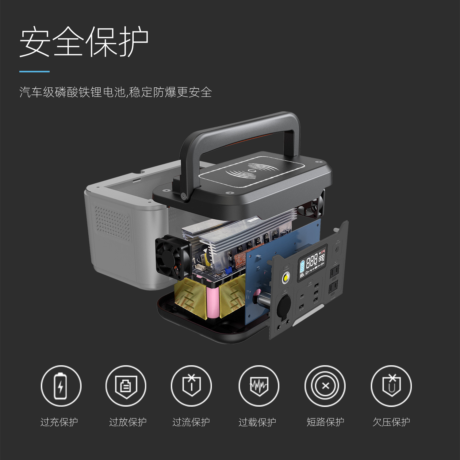 车载大功率家用储能电源 500W户外应急移动电源220V便携式大容量