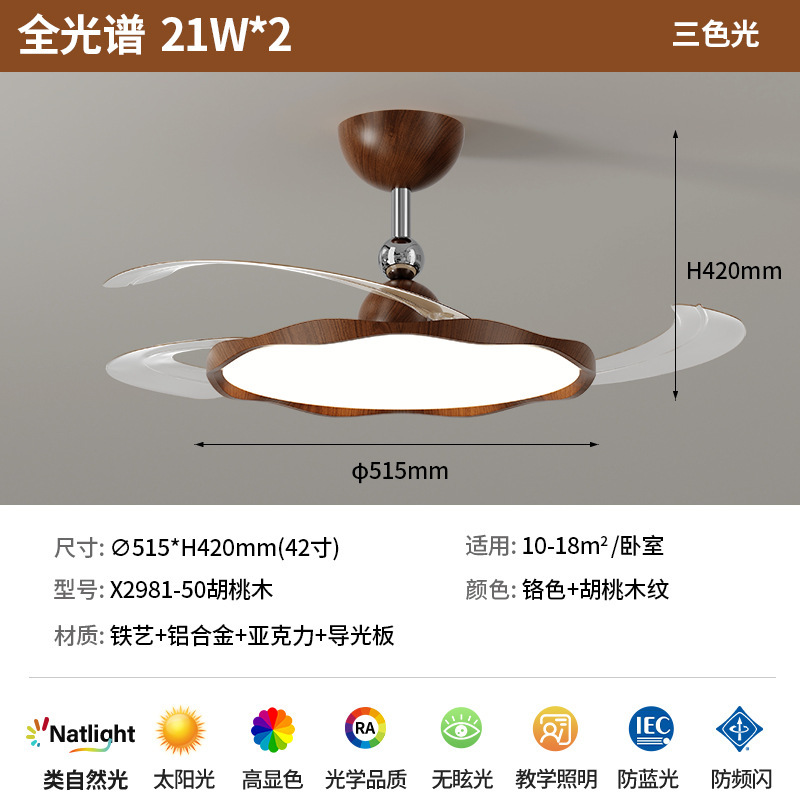 北欧隐形超薄风扇灯客厅吸顶灯餐厅卧室现代简约大气全光谱护眼灯|undefined