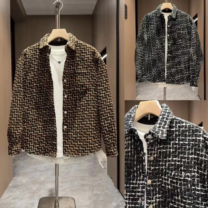 2025 Men's Casual Chanel-Style Lapel Jacket, Unique Light Luxury Versatile Trendy Fashion Couple's Shirt Jacket