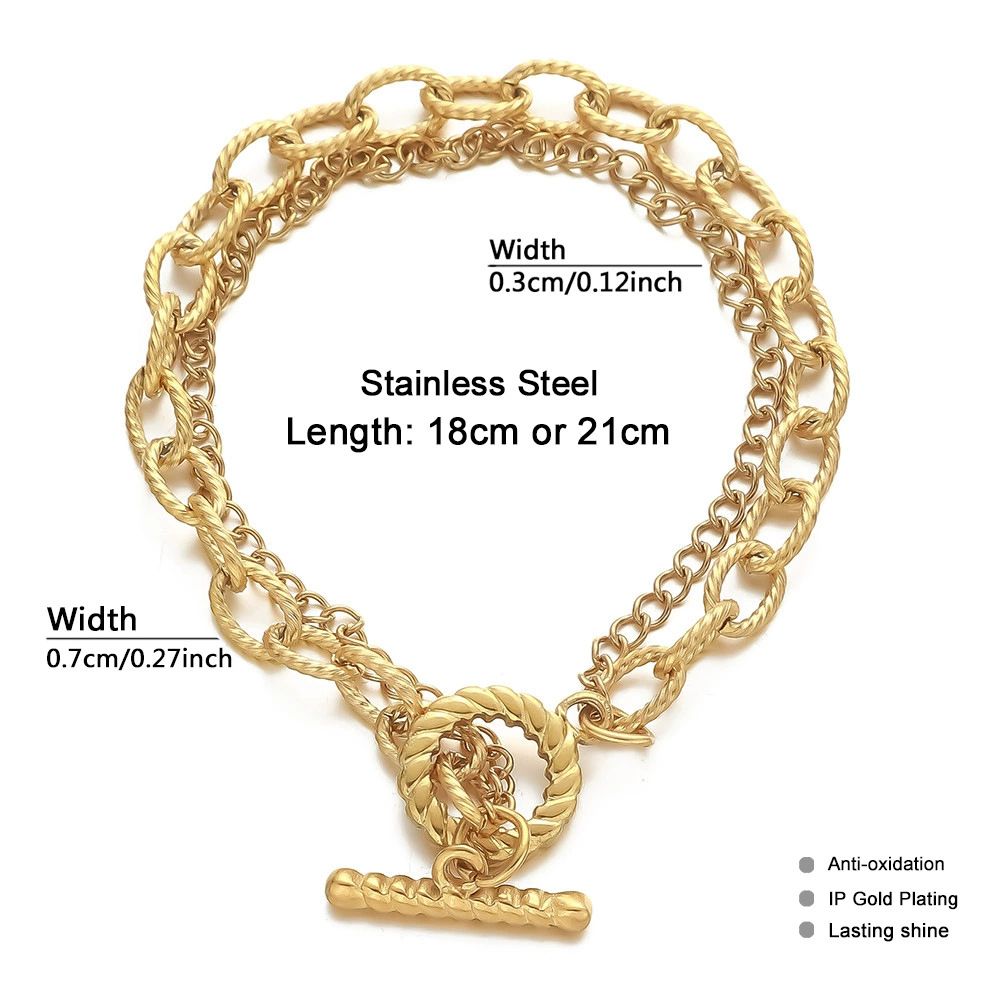 Bracelet hip-hop style stainless steel with pigtail, European style, simple and elegant design, punk style