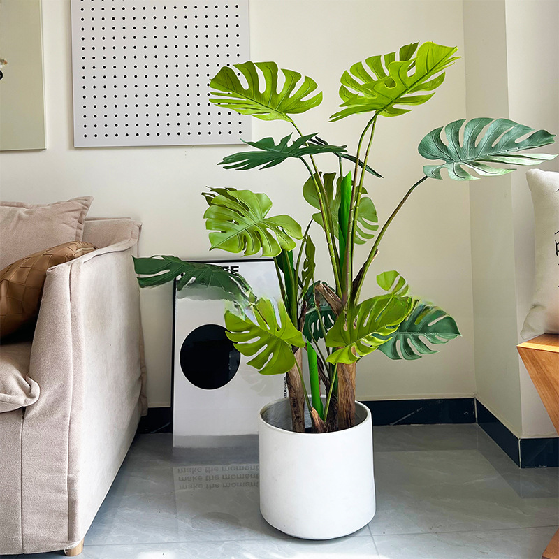 Nordic Green Plant Living Room Floor Standing Artificial Monstera Deliciosa Large Plant Pot Plant Decor Staghorn Fern Ornament Indoor Exclusive