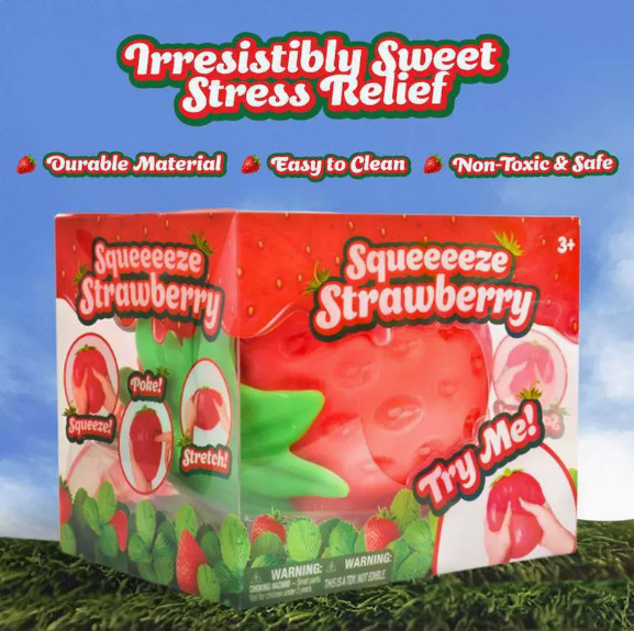 New cross-border large-sized realistic strawberry and peach stress-relief toy (can be poked and squeezed) with slow rebound