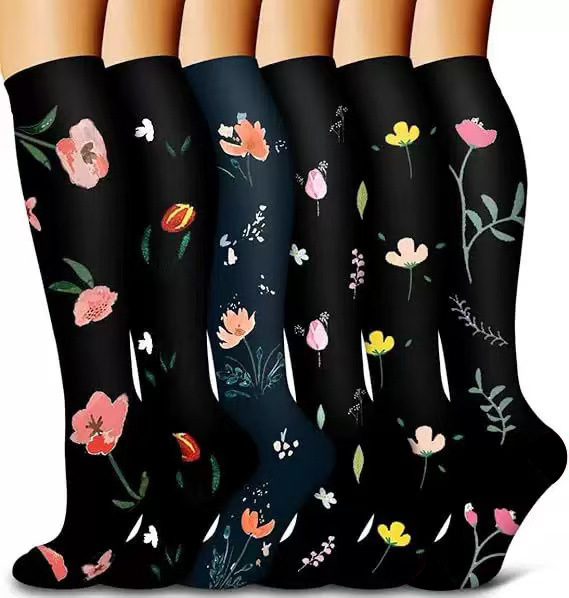 Calcetines de compresión transfronterizos Calcetines de pantorrilla Calcetines elásticos Deportes Ciclismo Correr Calcetines de yoga Calcetines de compresión de tubo largo para hombre Spot para mujer