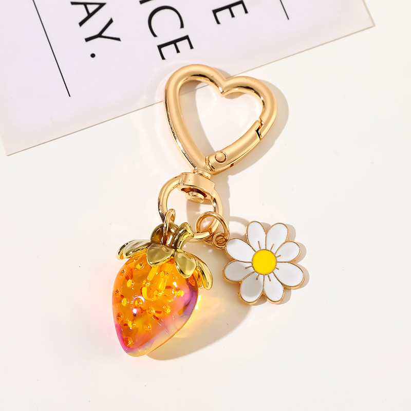 Personalidad encantadora corazón de niña dulce de fresa llavero en forma de corazón en línea popularidad femenina nueva bolso creativo llave joyería colgante image 7