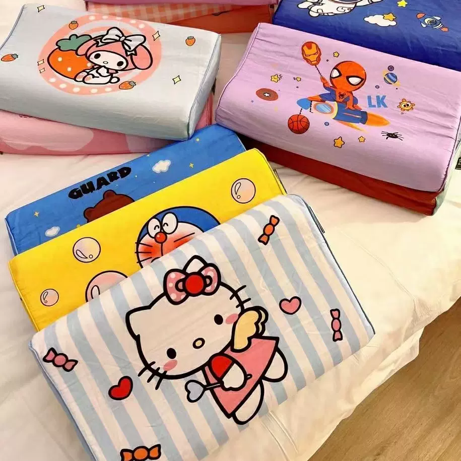 儿童卡通天然乳胶枕头a类抗菌全棉纯棉枕头套护颈定型枕批发代发