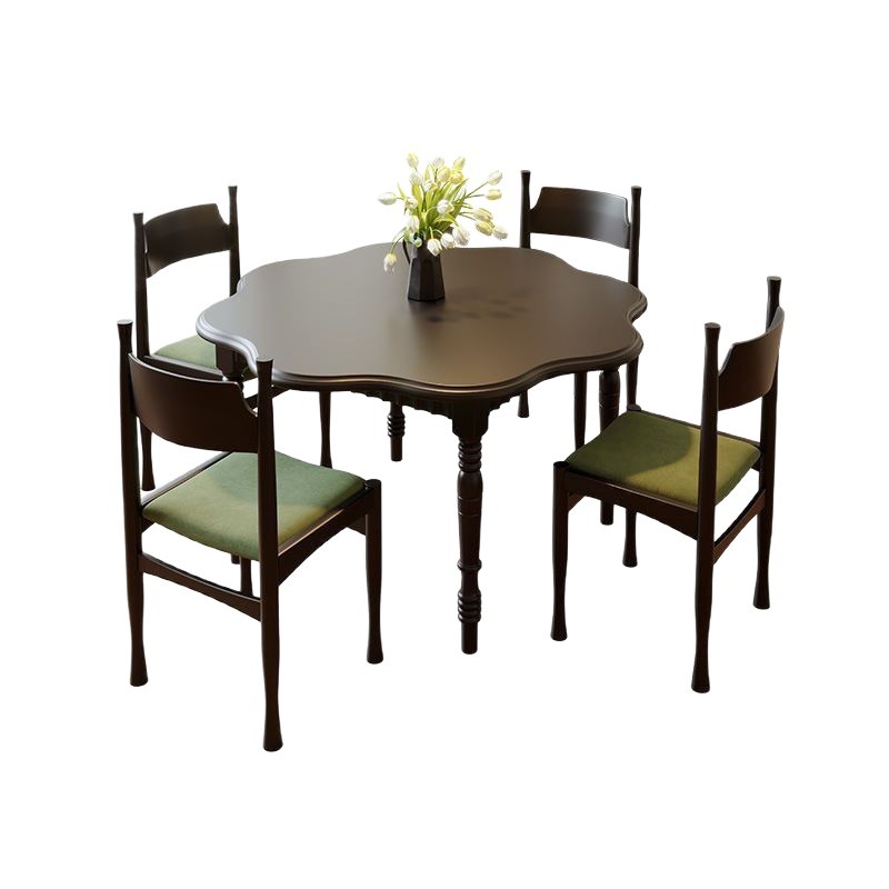 Mesa de comedor francesa estilo retro mesa de comedor redonda de madera maciza pétalos negros americanos moderna simple pequeña mesa redonda doméstica
