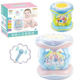 Charging Carousel hand drum 5516 dancing music with microphone baby early education story children's toys