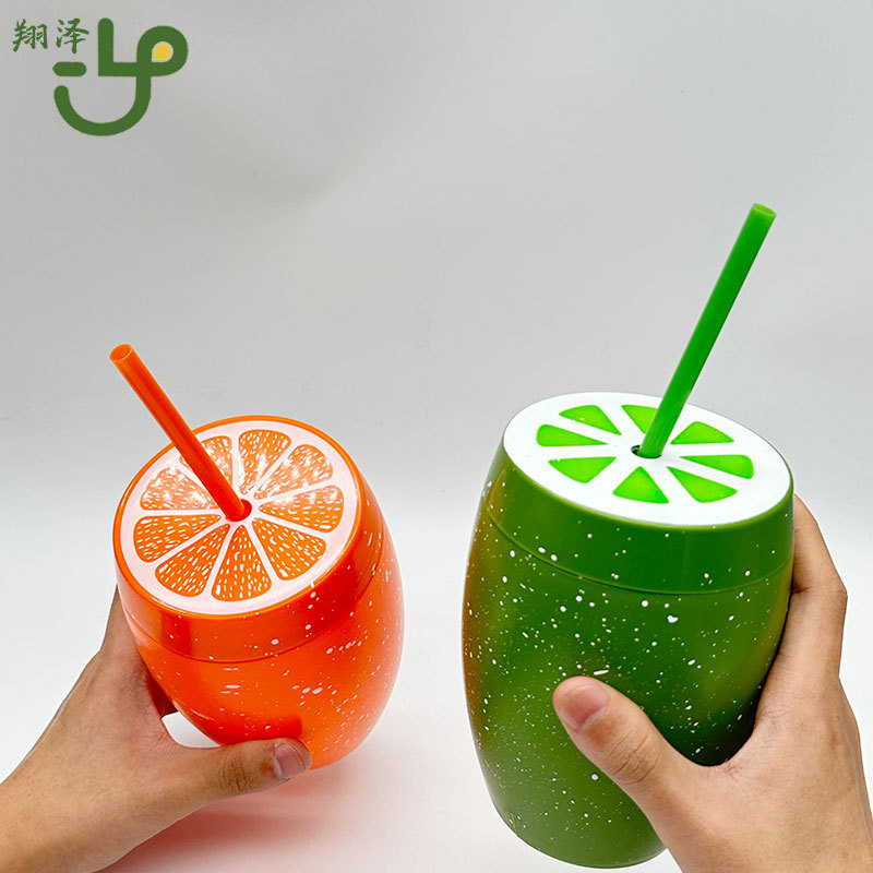 Creativo pp en stock naranja dulce / sandía / taza de limón taza de bebida de jugo de verano taza de fruta de gran capacidad taza de estilo de fruta