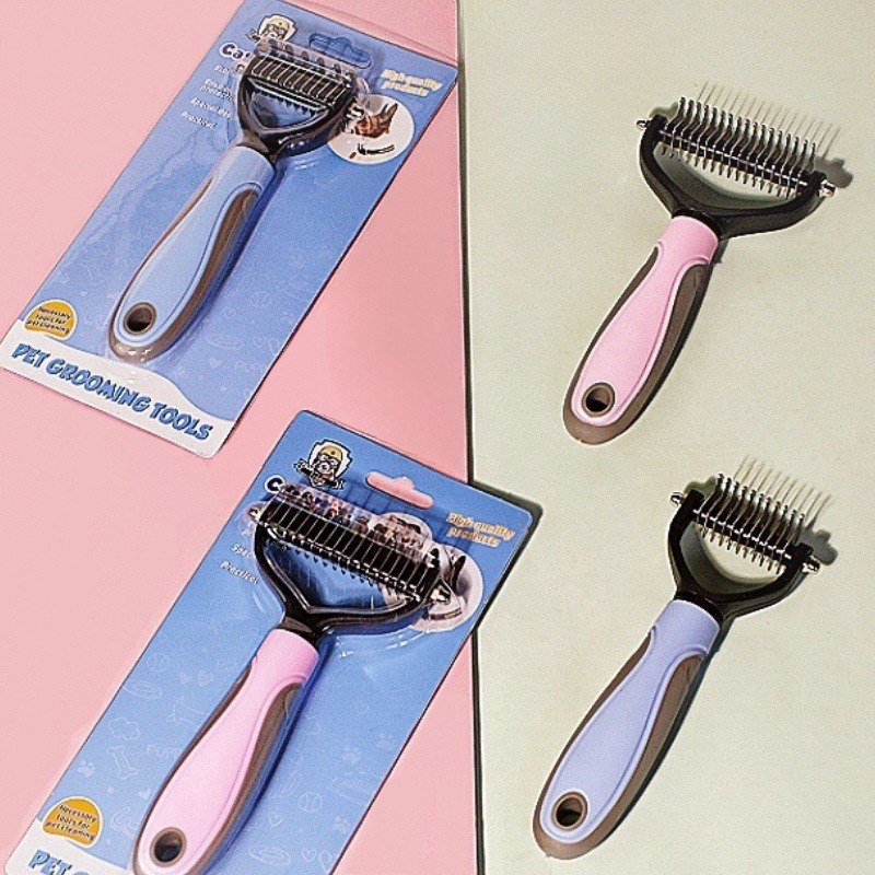 Peines de mascotas de acero inoxidable de doble cara de depilación de belleza de cabello de gato para eliminar cabello flotante productos de mascotas transfronterizos peine de gato