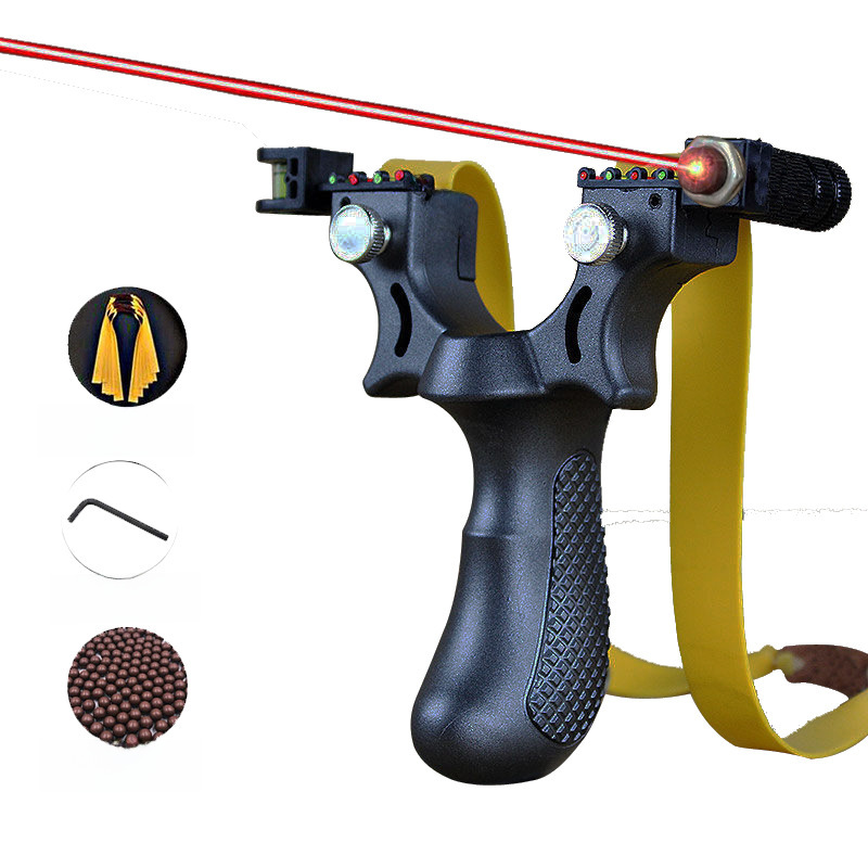 Travel Olympic slingshot with flat rubber bands with laser