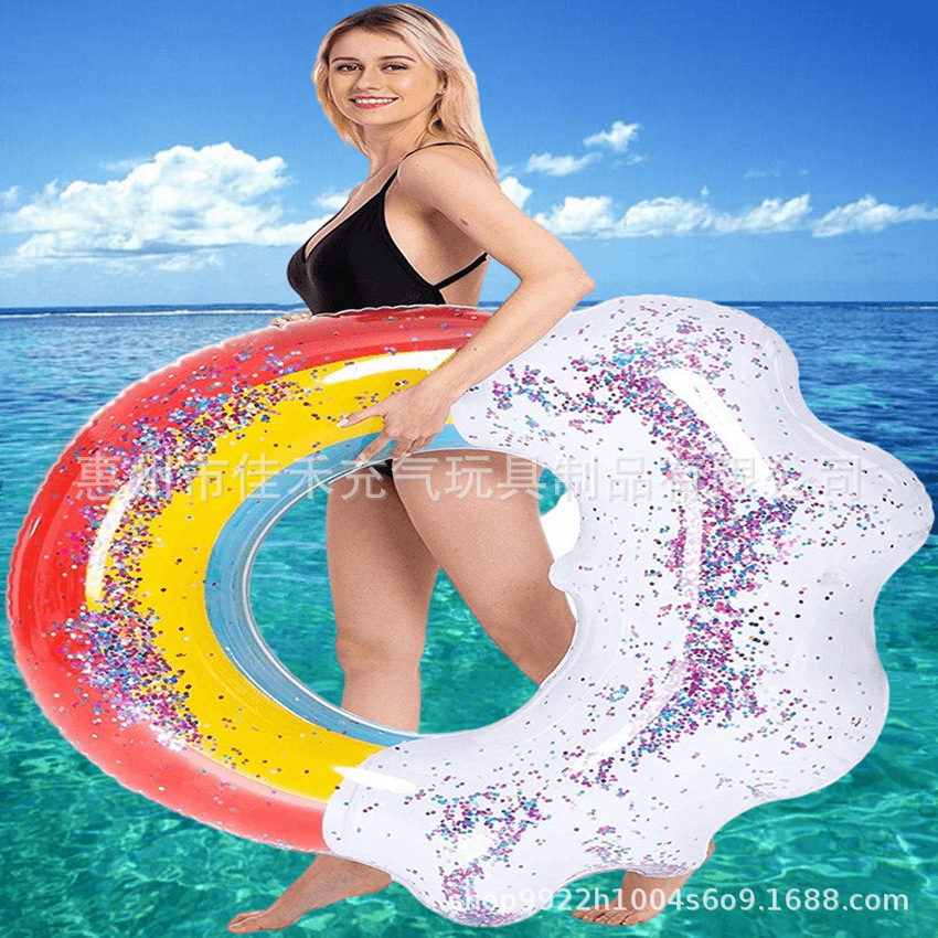Inflatable rainbow swimming ring PVC