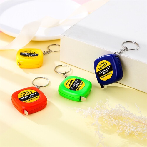 Portable clothes measuring ruler, automatic retractable square small tape measure, keychain pendant, multi-purpose iron ruler, mini small steel ruler