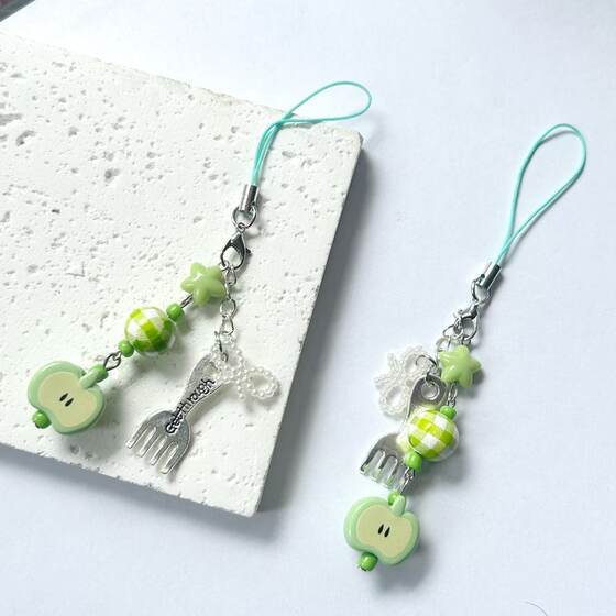 Ping An Fruit Lanyard Sweet Apple Keychain Fruit Hanging Mobile Phone Chain for the Book of Books