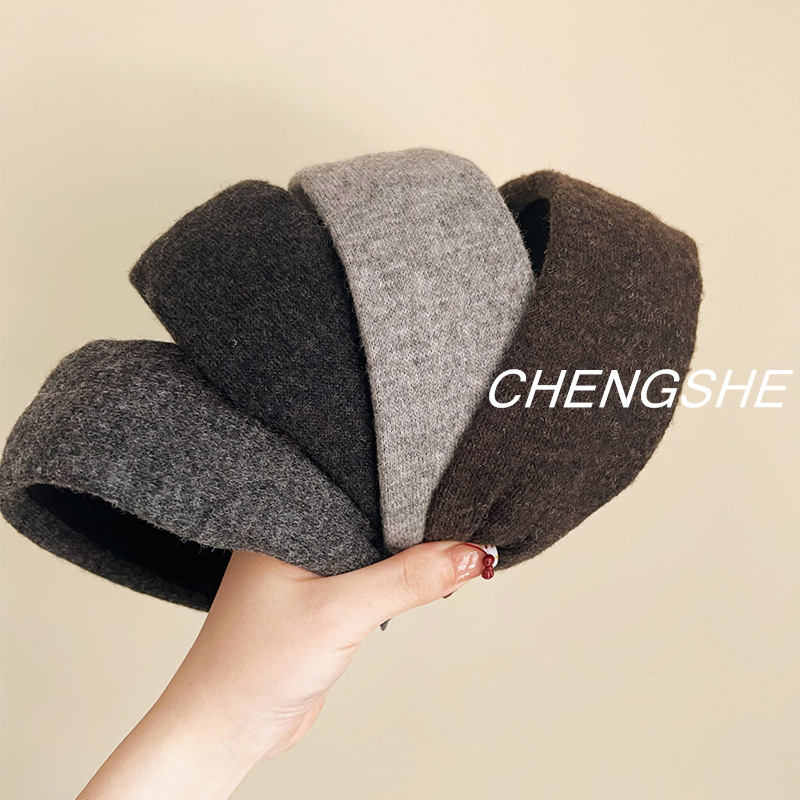 2025年新款秋冬羊毛呢高颅顶宽版发箍头箍女百搭外出发捆头饰发饰