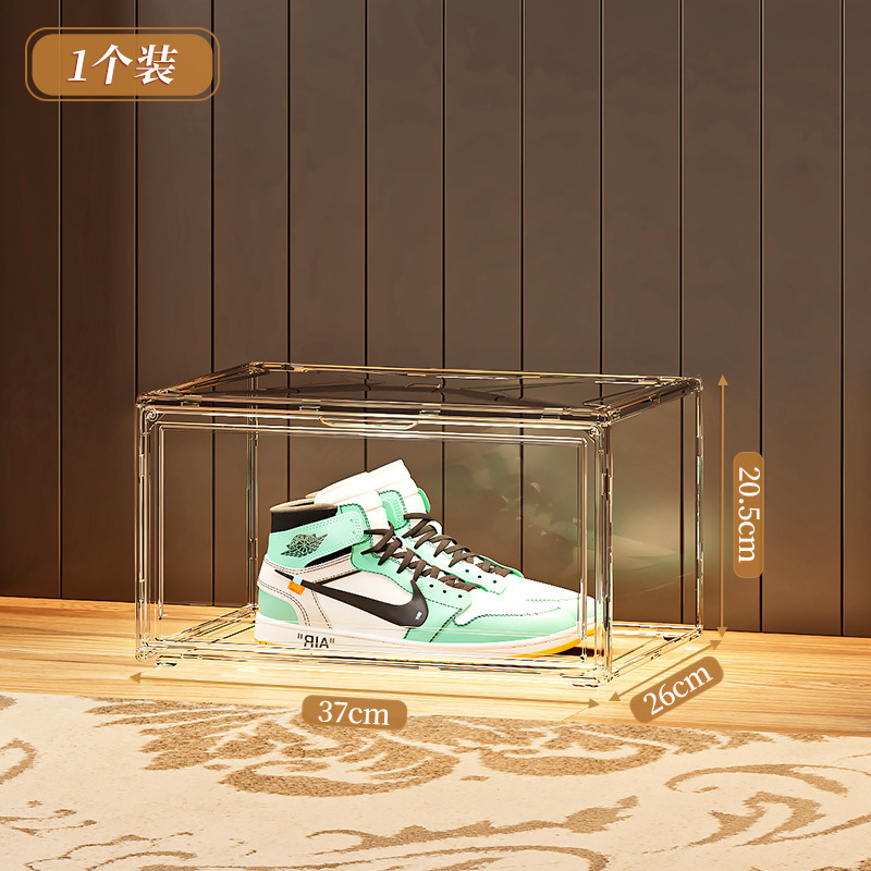 高透明収納靴箱靴収納ボックス AJ サイドオープン磁気シンプルなプラスチック手作りボックス靴キャビネット折りたたみ靴ラック|undefined