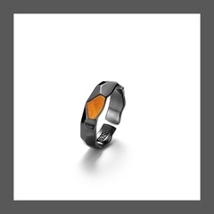 千葉原創原創設計新款山石男士戒指黑色點石成金百搭簡約指環女