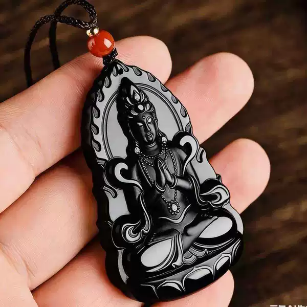 Flame Guanyin Bodhisattva Jade Pendant, Imitation Hetian Jade, Peace Guanyin Charm, Unisex Jade Necklace, Wholesale from Manufacturer