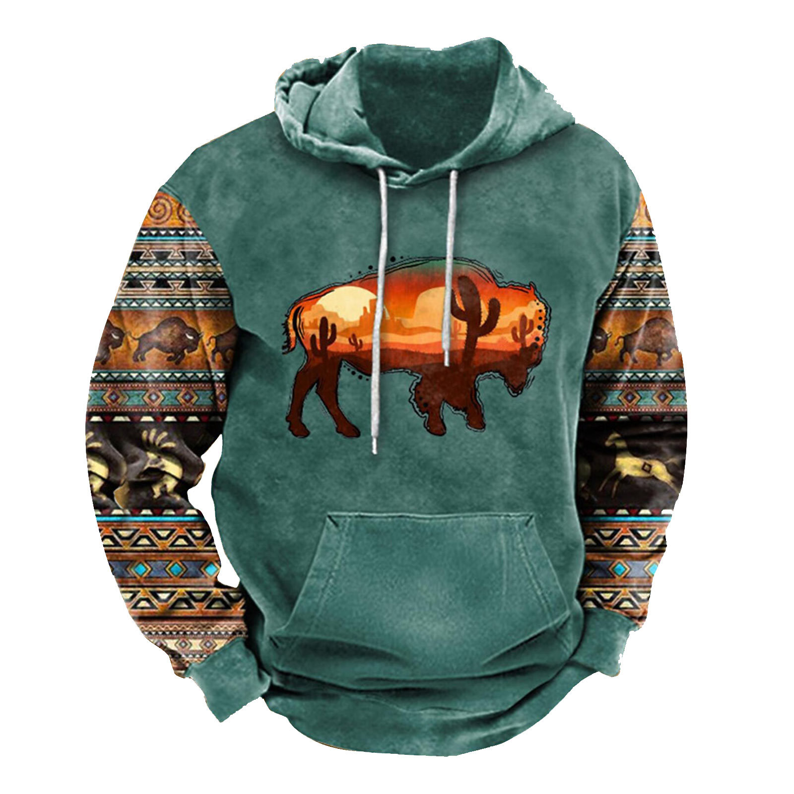 Men's oversized 3D printed with hip-hop trend hoodie_voghion.com
