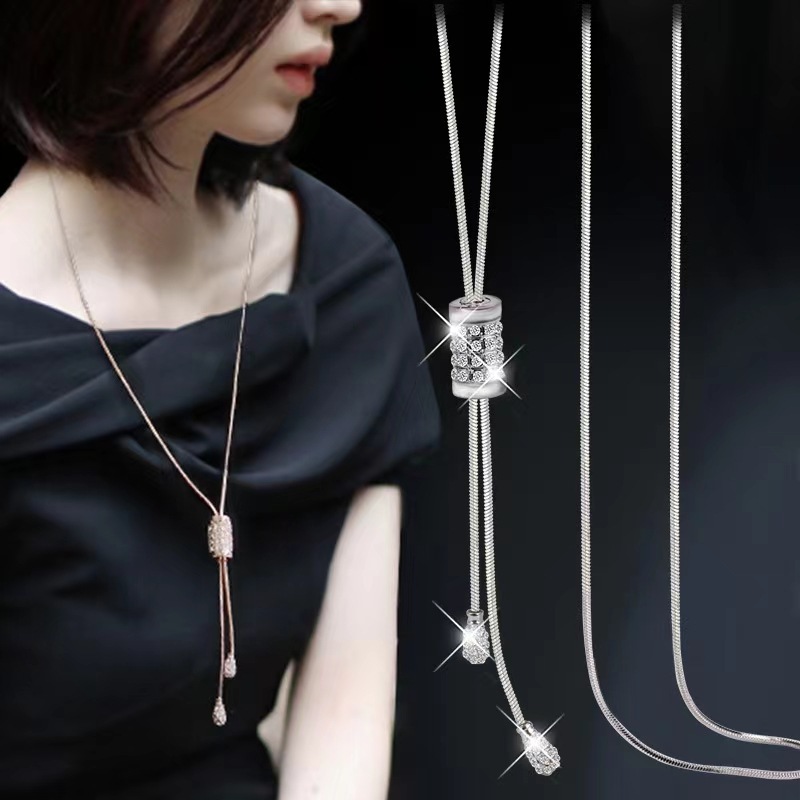 한국식 롱 하이 엔드 센스 모직 체인 여성 올 매치 목걸이 우아한 틈새 조명 럭셔리 펜던트 의류 쥬얼리 펜던트