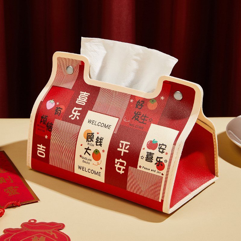 Caja de toallas de Año Nuevo hermosa marea nacional caja de toallas impermeable de alta apariencia casera dormitorio coche sala de estar caja de toallas de papel universal