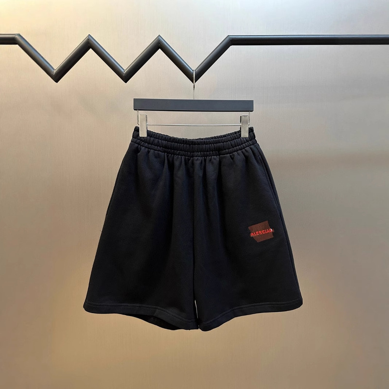 Paris B Brand Red Tape Letter Embroidery Casual Shorts Unisex Versatile Straight-Leg Sports Beach Shorts