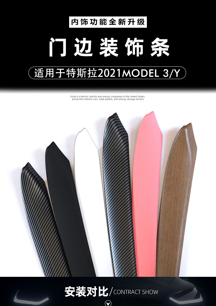 Suitable for Tesla's New Model Y3 Dashboard Trim Strip, New Model 3 Door Interior Center Console Sticker Dashboard