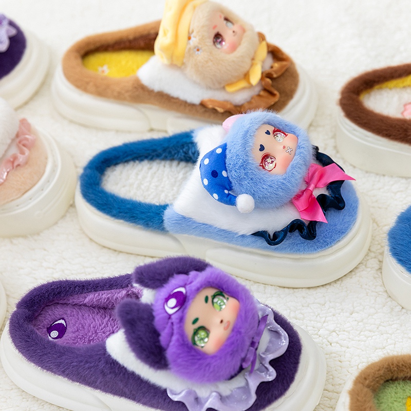 zapatillas de algodón de dibujos animados niñas lindos zapatos de peluche pareja de invierno para damas zapatillas de cabello cálidas interiores
