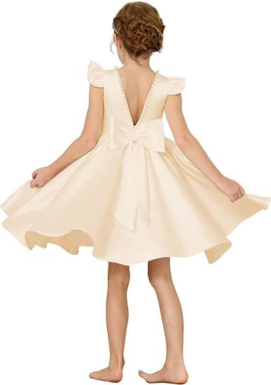 Elegantes Mädchen Satin Kleid Für Klavierkonzert Und Geburtstag_voghion.com