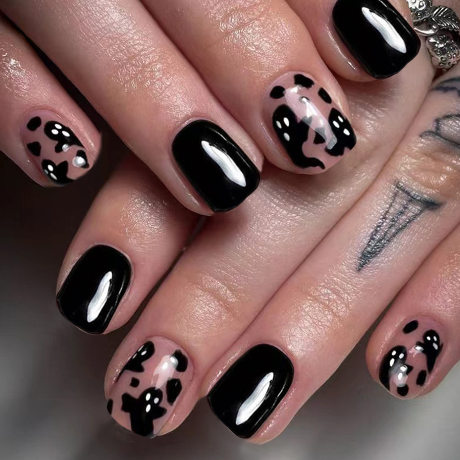 Halloween geist außenhandel nail art schwarz verspielt niedlichen gesicht trägt eine großhandel urlaub nail art patch 24 stück_voghion.com