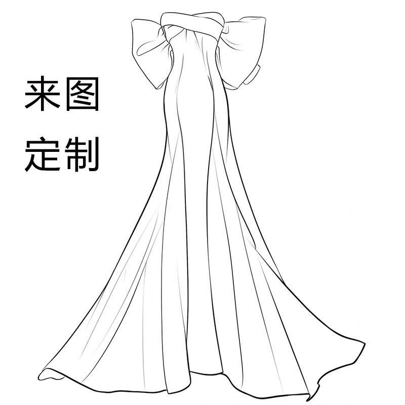 Custom-Made Light Wedding Dress, French Satin Bridal Veil, Banquet Dress, Light Dress, Dressing Gown