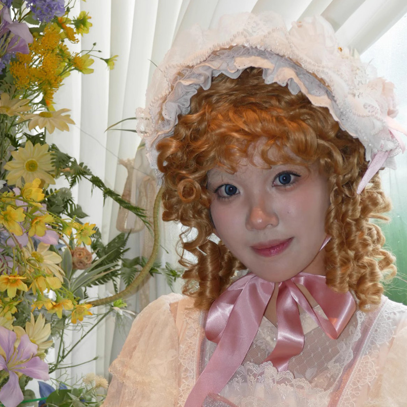 Cos Gold Beige Elegant Retro Roman Volume Chemical Fiber Ladies Lolita Wig Manufacturer Spot Wholesale