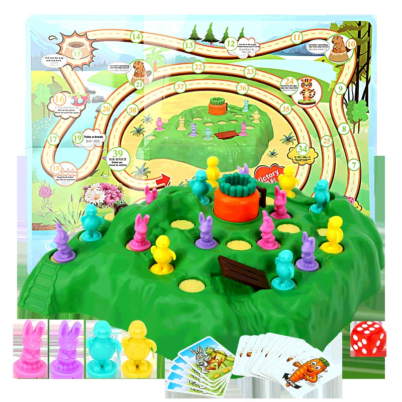 Интерактивная настольная игра Rabbit vs Turtle — внедорожник, семейная игра-вечеринка, включает фигурки и карты