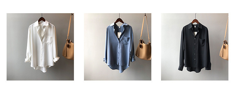 Women's Blouse Long Sleeved Solid Colour Lapel Shirt Elegant_voghion.com