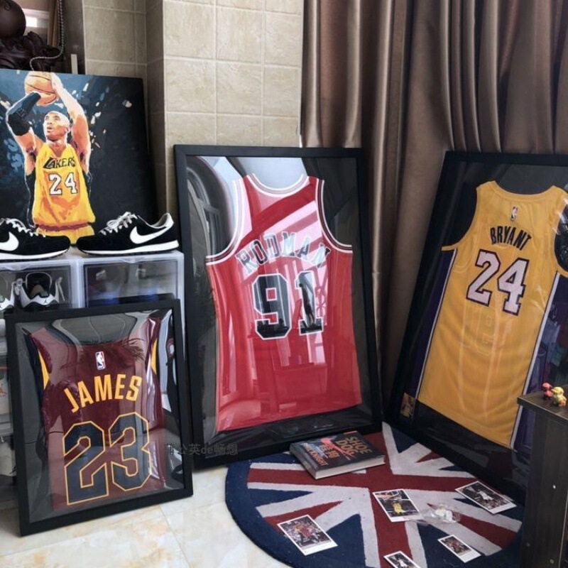 Jersey Framed NBA Photo Frame Wall Mounted Blue Ball Tennis Commemorative Collection Exhibition Signature Clothing Display Frame