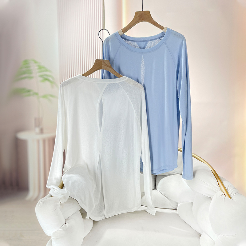 Loose Professional Running Sports Top Thin Beautiful Back Sun Protection Blouse Women's Long-Sleeved T-Shirt Pilates Yoga Wear Autumn
