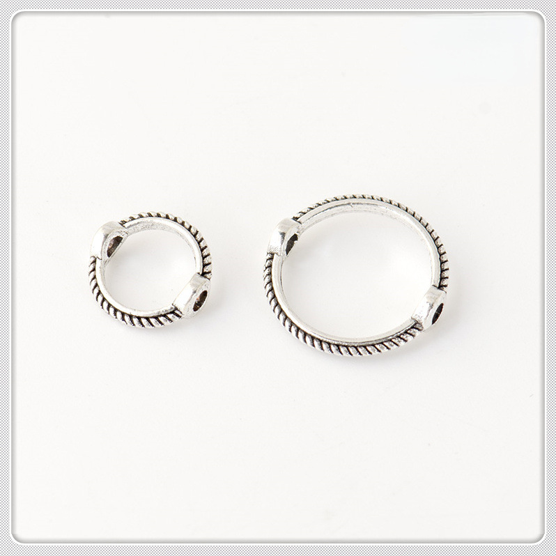 Venta al por mayor aleación de plata Xizanga plateado plata antigua doble agujero anillo de cuentas hecho a mano espaciador DIY accesorios de joyería perlas sueltas